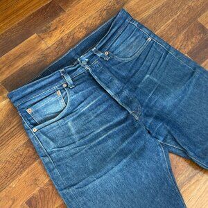 Vintage 90s Levi's 501 Jeans Made in Mexico 34x31 Dark Wash Fade Original Hem